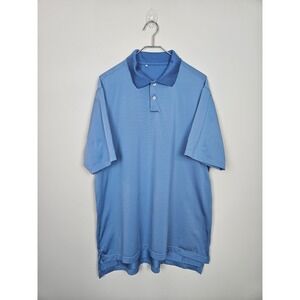 Adidas Mens Blue Stripe Golf Polo Shirt Short Sleeve Athletic Performance Top